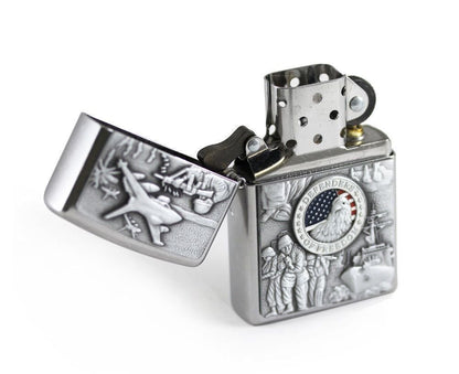 Zippo Joined Forces Emblem Lighter Street Chrome #24457