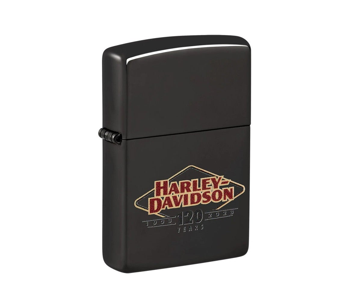 Zippo Harley-Davidson 120 Years Logo, High Polish Black Lighter #48697