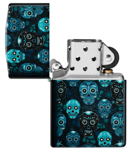 Zippo Sugar Skulls Design. 540 Glow In The Dark Lighter #46017