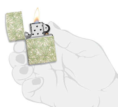 Zippo Cannabis Leaf Design, 540° Matte Finish Windproof Lighter #49804