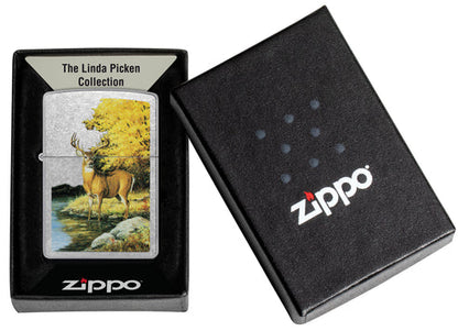 Zippo Linda Picken Majestic Buck Design, Street Chrome Lighter #46165