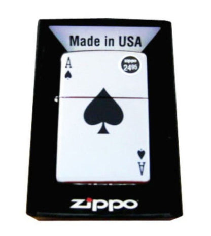 Zippo Lucky Ace Of Spades, High Polish Chrome Lighter #24011