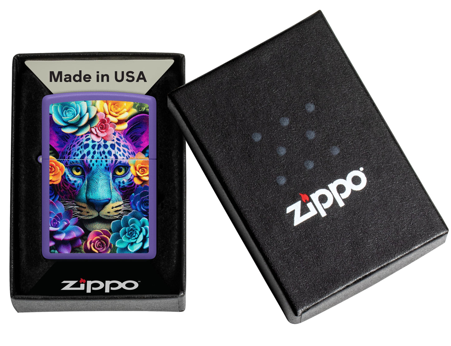 Zippo Leopard Roses, Purple Matte Lighter #47449