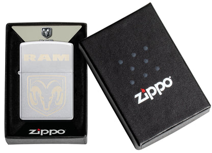 Zippo Ram Truck Automobile Logo, Satin Chrome Laser Engrave Lighter #48763