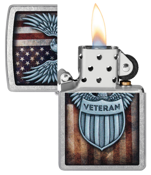 Zippo Veteran Crest Design, Street Chrome Lighter #46824