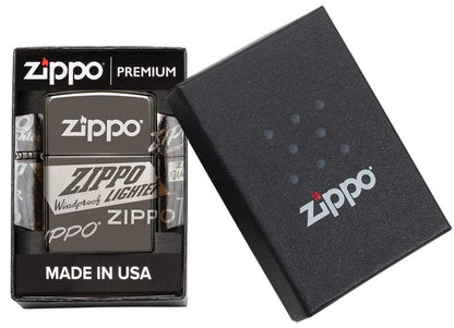 Zippo Logo Design, 360° Laser Engraving, Black Ice Finish Lighter #49051