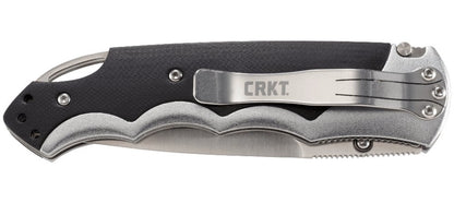 CRKT Fire Spark Folding Knife Locking Liner, Black, Plain Edge Blade #1050K