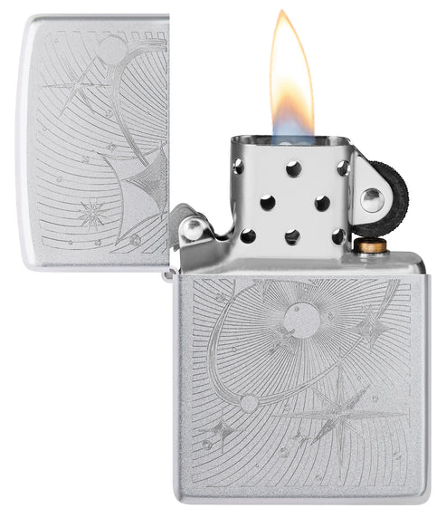 Zippo Atomic Cosmos Design, Satin Chrome Finish Lighter #46724