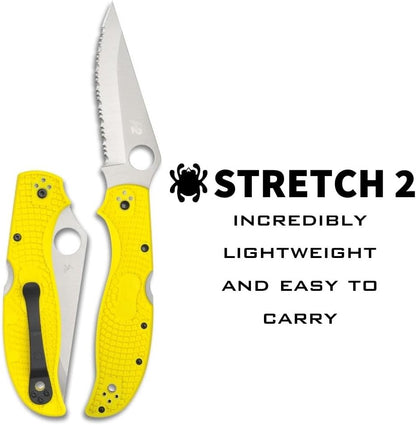 Spyderco Stretch 2 XL Salt Serrated Yellow Folding Knife #C258SYL