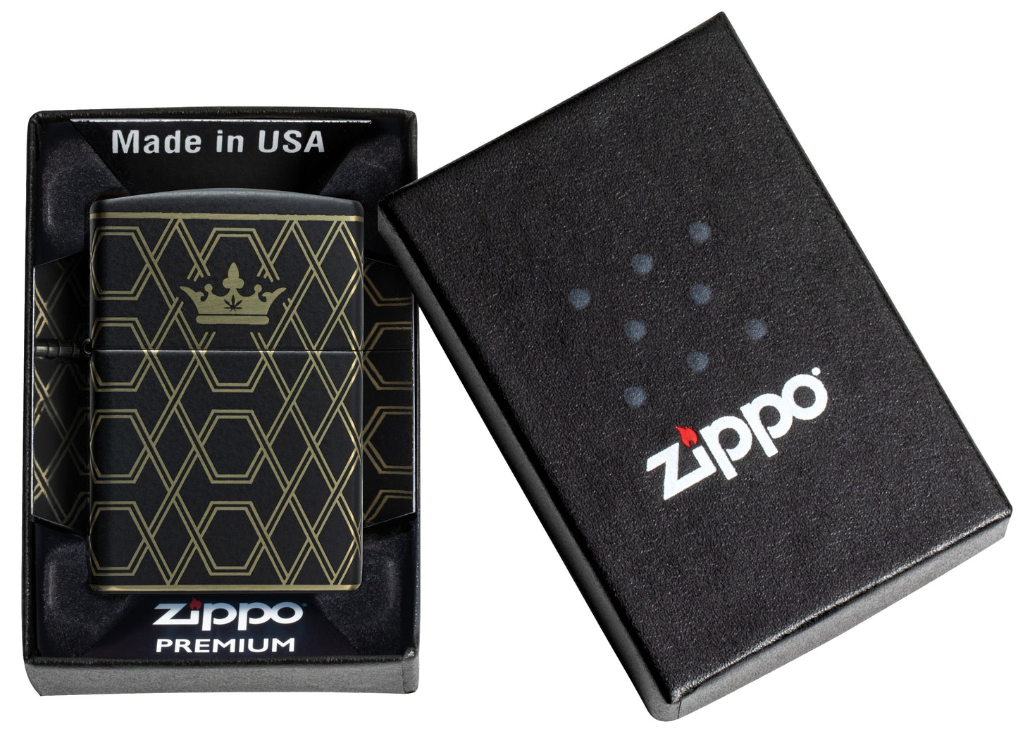 Zippo Cannabis - Queen Of Bud, Laser Engrave 360 Black Matte Lighter #46684