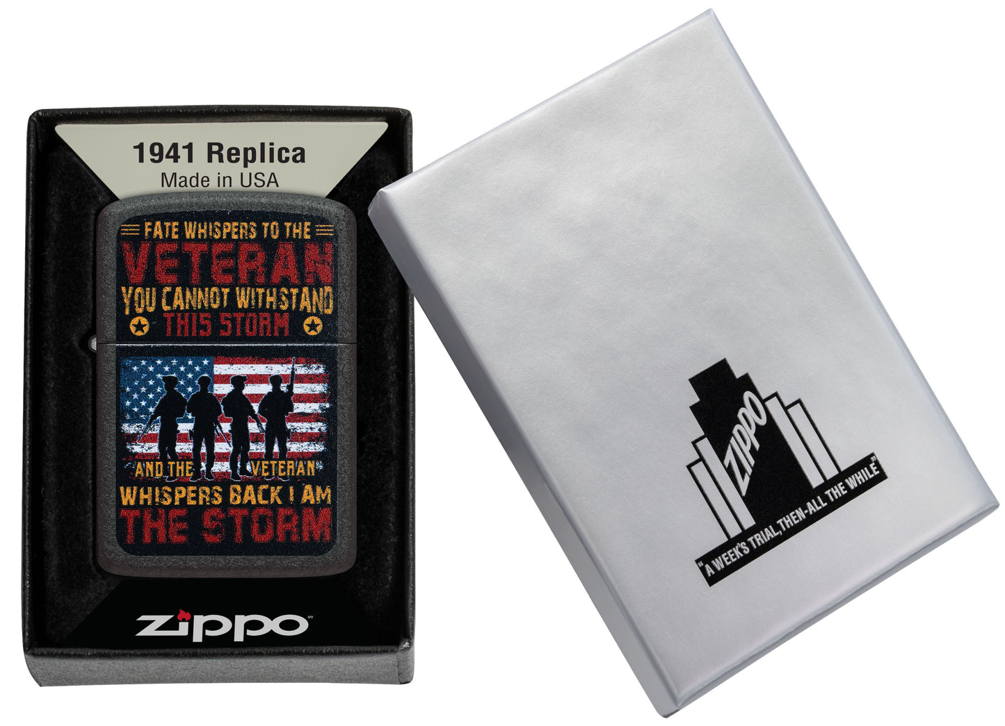 Zippo Veteran The Storm, Black Crackle Lighter #47274