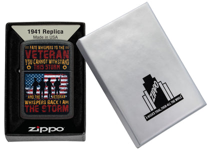 Zippo Veteran The Storm, Black Crackle Lighter #47274