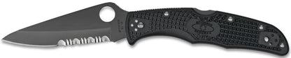 Spyderco Endura 4 Serrated Folding Knife, Black VG-10, Black Handle #C10PSBBK