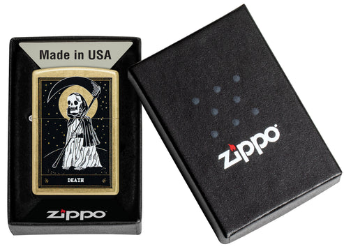 Zippo Death Card Design, Street Brass Finish Lighter #46722