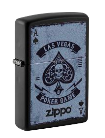 Zippo Poker Game Design, Black Matte Lighter #49908