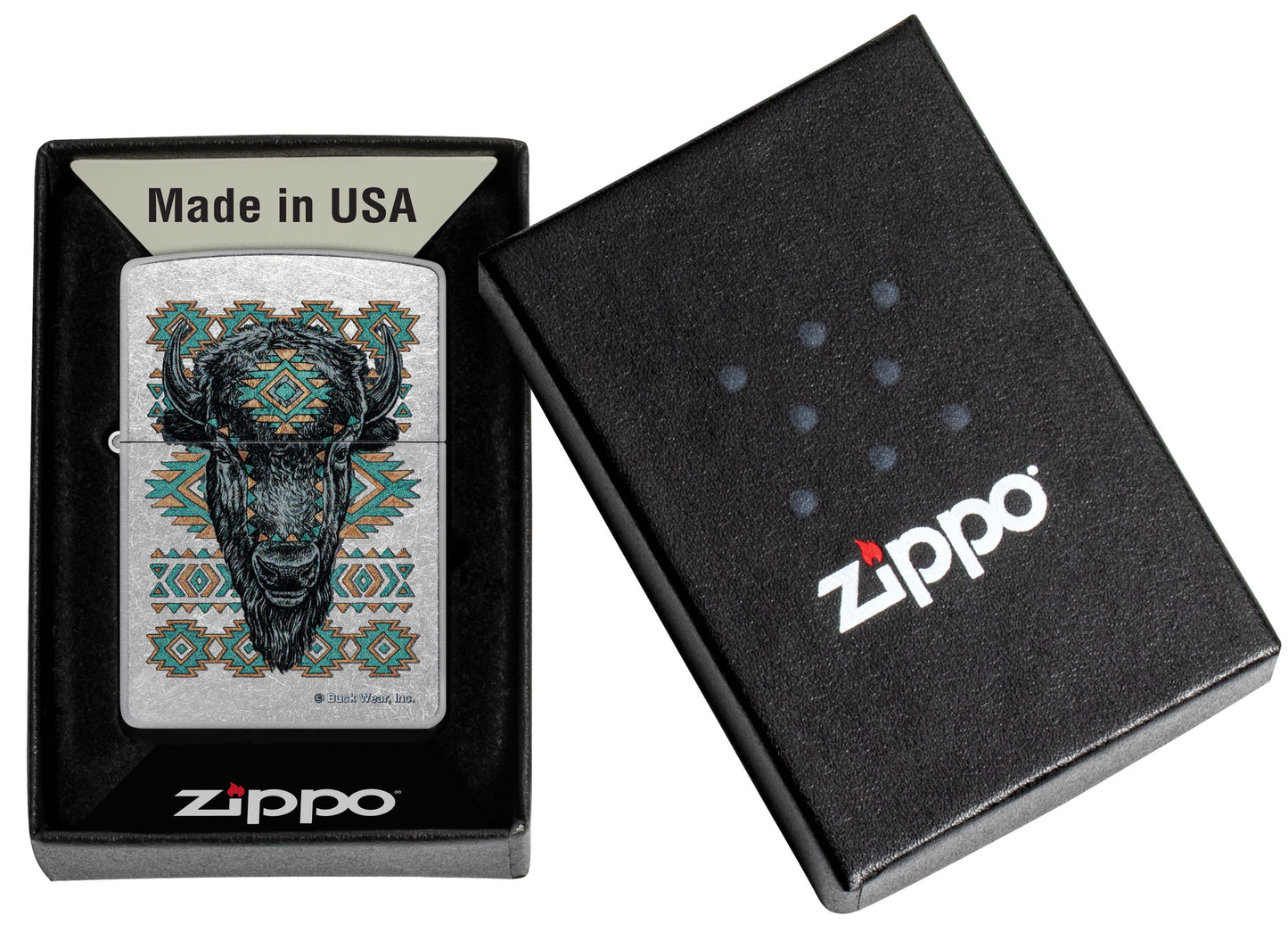 Zippo Buck Wear Buffalo Design, Street Chrome Lighter #46422