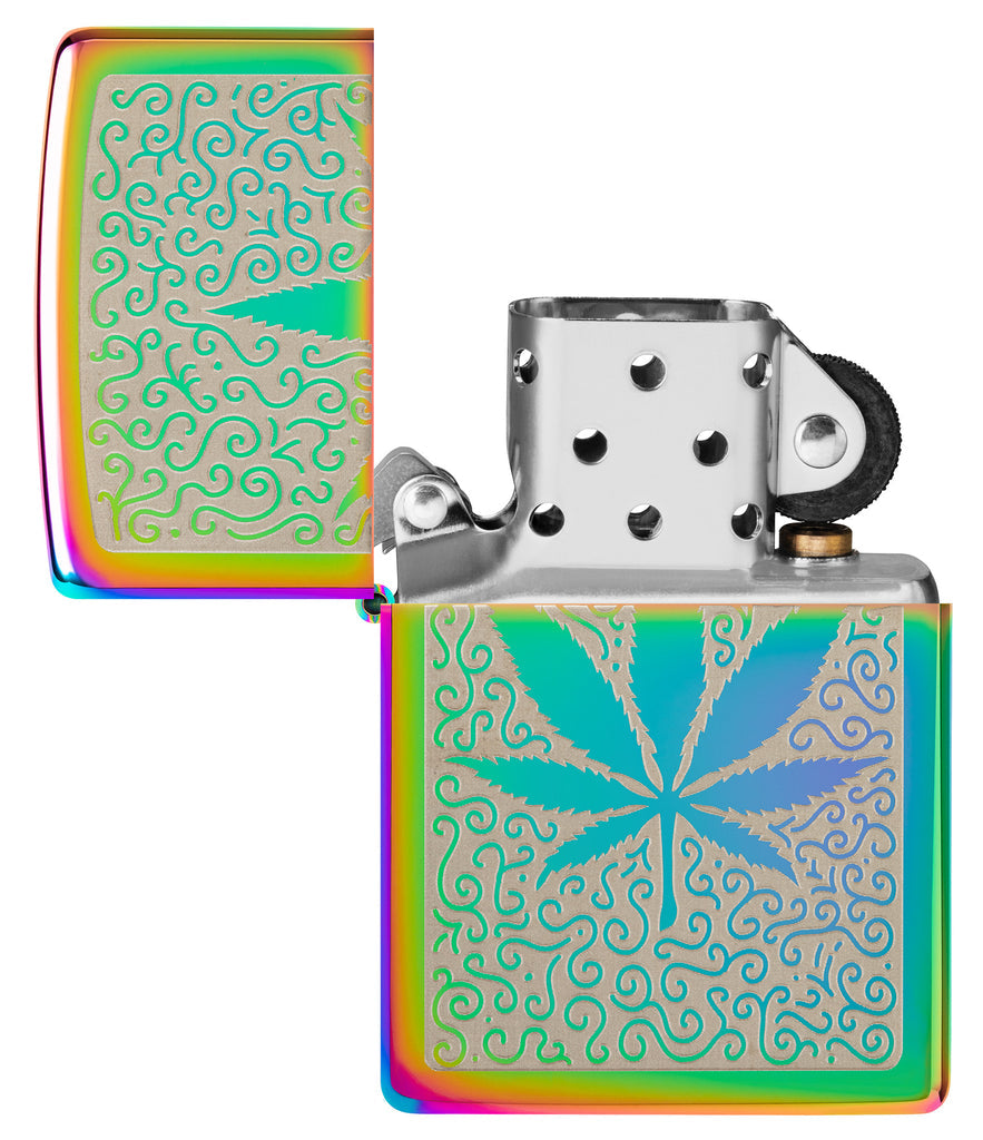 Zippo Cannabis Laser Engrave Design, Multi Color Lighter #48925