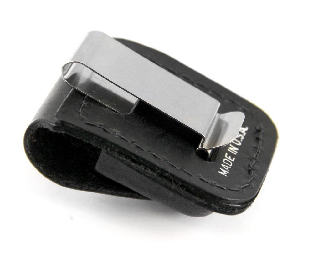 Zippo Clip-On Black Leather Pouch, For Zippo Lighters, Metal Belt Clip LPCBK #67012
