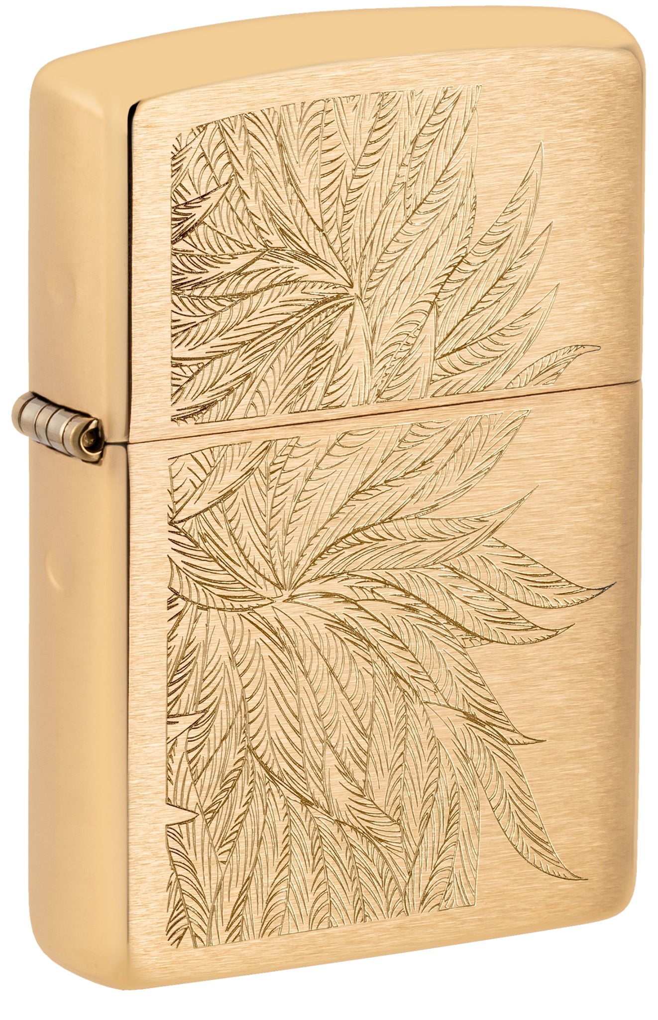 Zippo Lush Leaves Design, Brushed Brass Lighter #46826