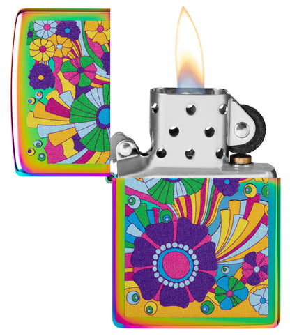 Zippo Vintage Flowers Hippie Retro Design, Multi Color Lighter #48997