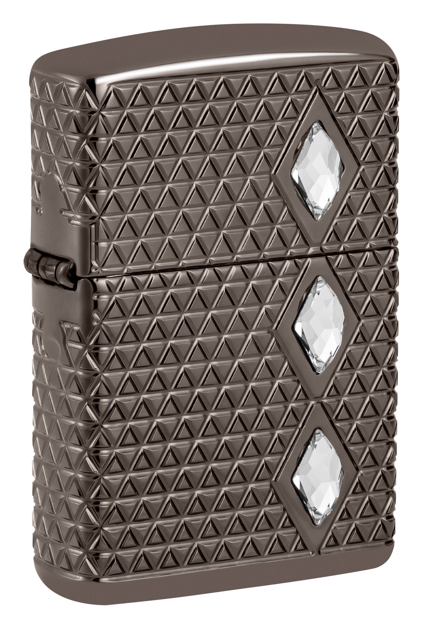 Zippo Diamond Pattern Design, Armor Black Ice Crystal Attached #46316