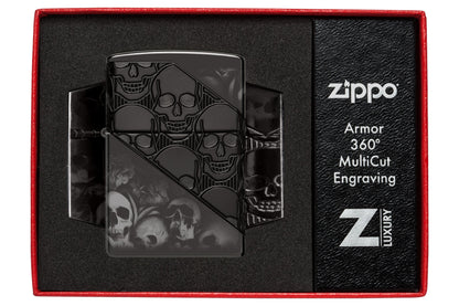 Zippo Horror Goth 360 High Polish Black Armor Lighter #46751