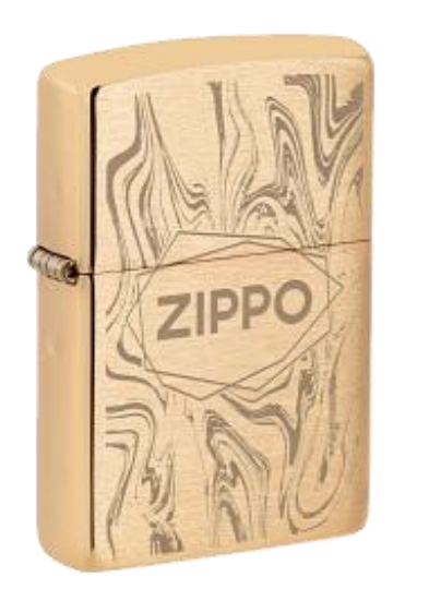 Zippo Marbled Logo Design, High Polish Brass Lighter #48081