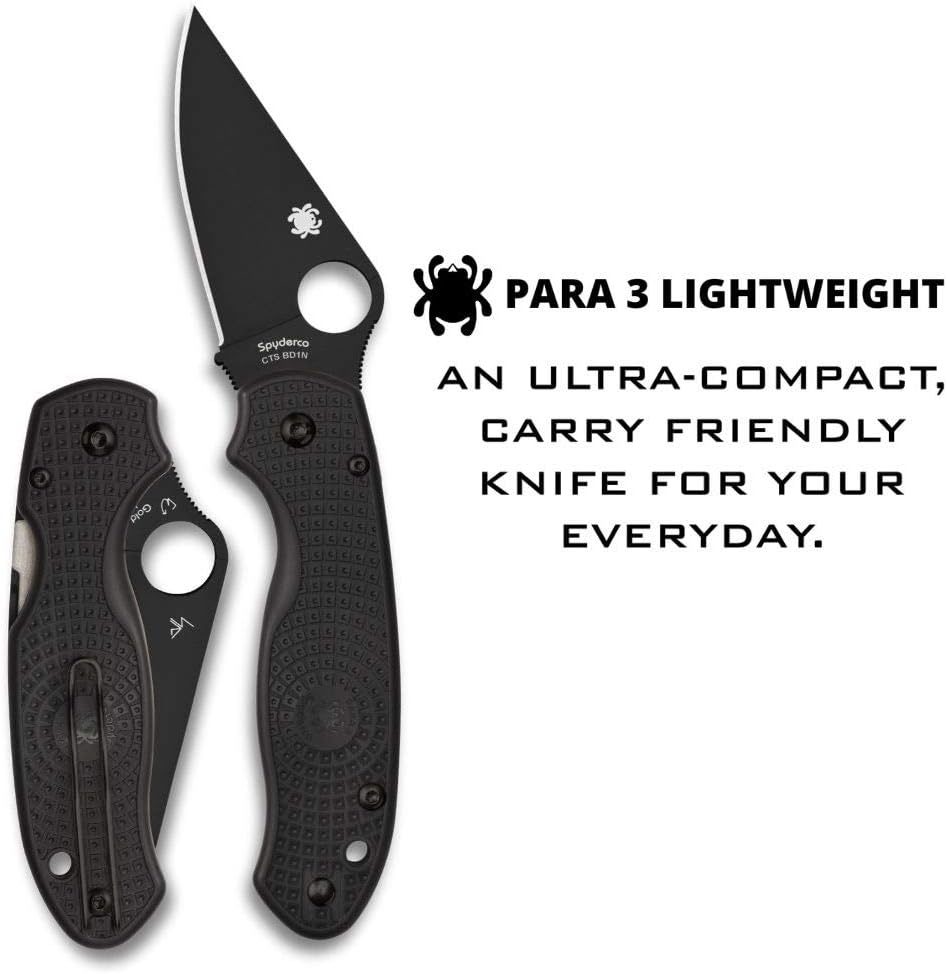 Spyderco Paramilitary 3 G-10 Black Folding Knife #C223PBBK