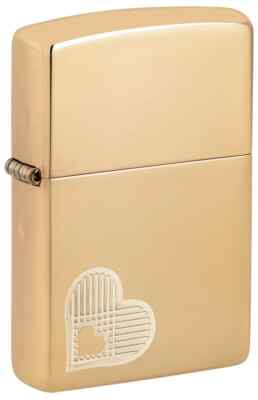 Zippo Heart Love and Peace Design, High Polish Brass Lighter #46281