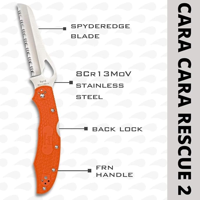 Spyderco Byrd Cara Cara 2 Rescue Knife FRN Orange #BY17SOR2