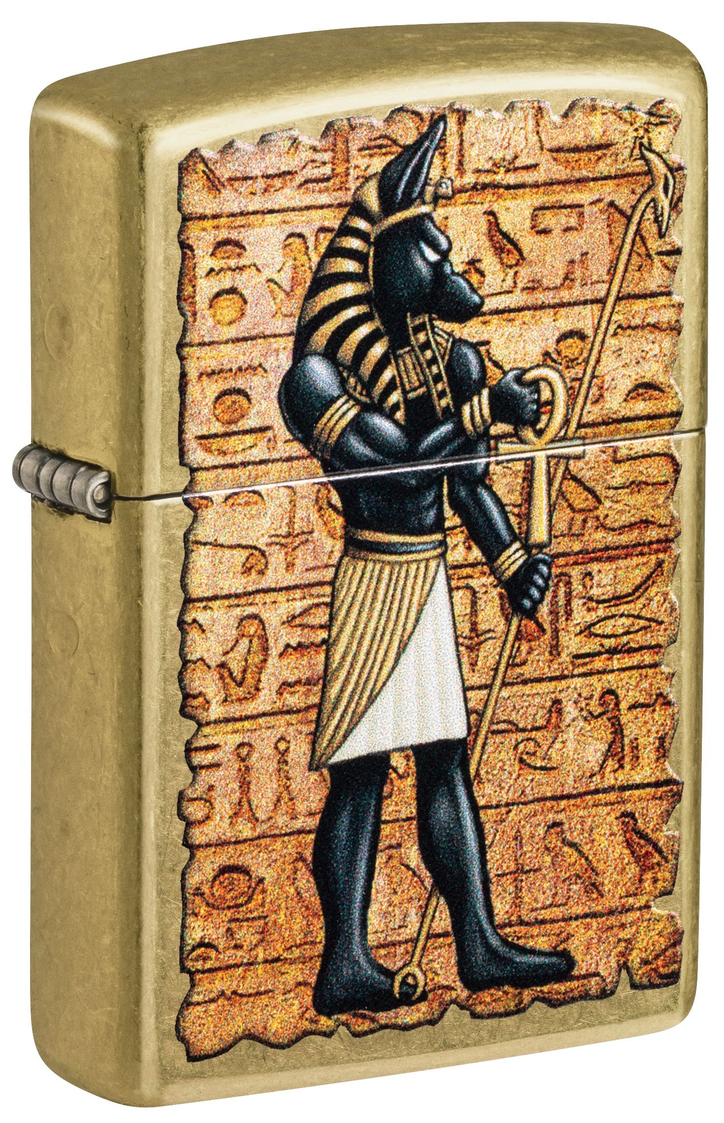 Zippo Egyptian Anubis Hieroglyphics, Street Brass Lighter #47177