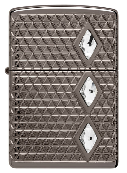 Zippo Diamond Pattern Design, Armor Black Ice Crystal Attached #46316