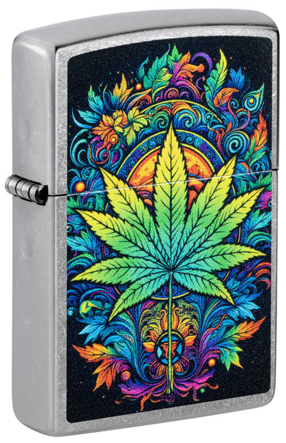 Zippo Psychedelic Cannabis Design, Street Chrome Lighter #46575