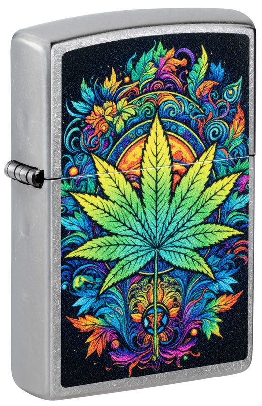 Zippo Psychedelic Cannabis Design, Street Chrome Lighter #46575