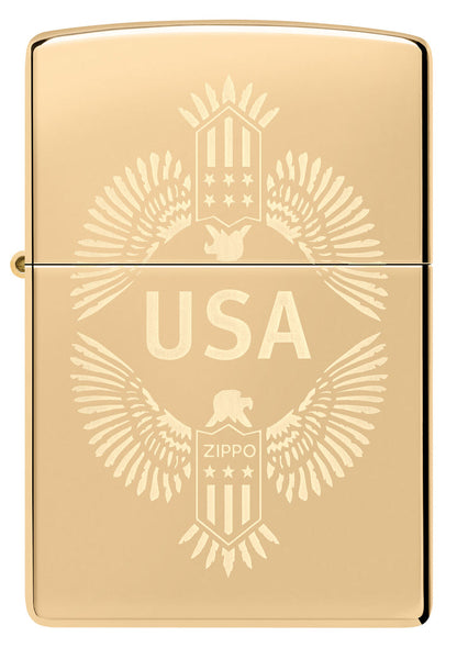 Zippo USA Patriotic Design, High Polish Brass Lighter #48915