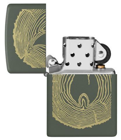 Zippo Wood Ring Design, Green Matte Lighter #48959