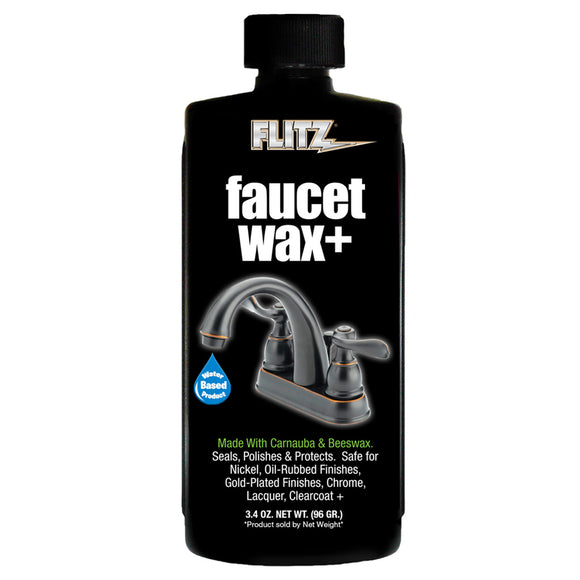 Flitz Faucet Wax+ All Natural Polish, 3.4 oz Bottle #PW02634