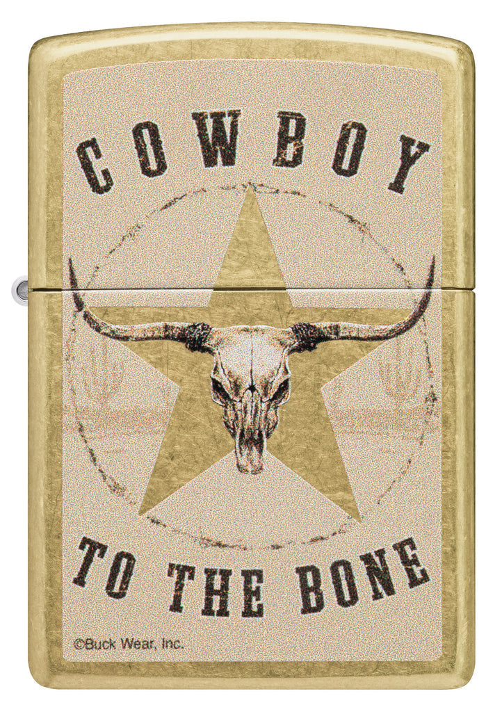 Zippo Buck Wear Cowboy To The Bone, Street Brass Lighter #48937