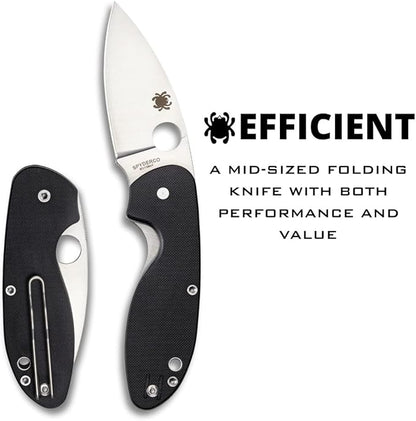 Spyderco Efficient G-10 Black Handle Folding Knife #C216GP