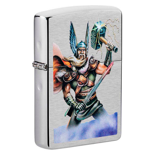 Zippo Thor Norse God Design, Brushed Chrome Lighter #49250
