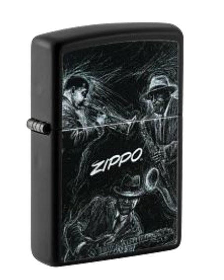 Zippo Jazz Musicians Sketch Design, Black Matte Lighter #48071