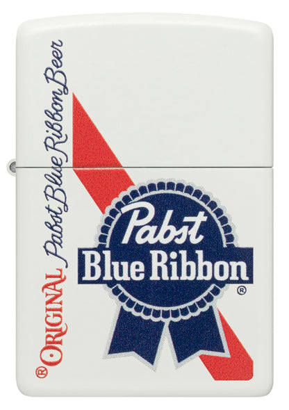 Zippo Pabst Blue Ribbon Beer, White Matte Color Image Lighter #48746