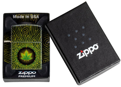 Zippo Cannabis Design, 540 Tumbled Brass Fusion Lighter #46276