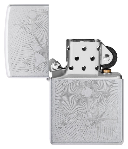 Zippo Atomic Cosmos Design, Satin Chrome Finish Lighter #46724