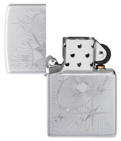 Zippo Atomic Cosmos Design, Satin Chrome Finish Lighter #46724