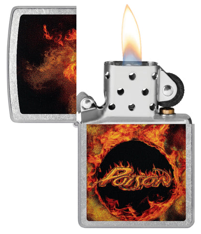 Zippo Poison Flaming Logo Street Chrome Lighter #47230