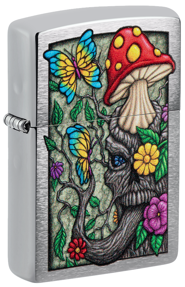 Zippo Trippy Mushroom Design, Brushed Chrome Lighter #48635
