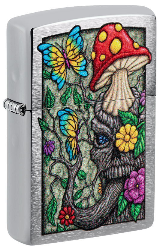 Zippo Trippy Mushroom Design, Brushed Chrome Lighter #48635