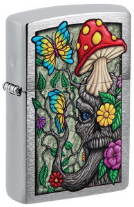 Zippo Trippy Mushroom Design, Brushed Chrome Lighter #48635