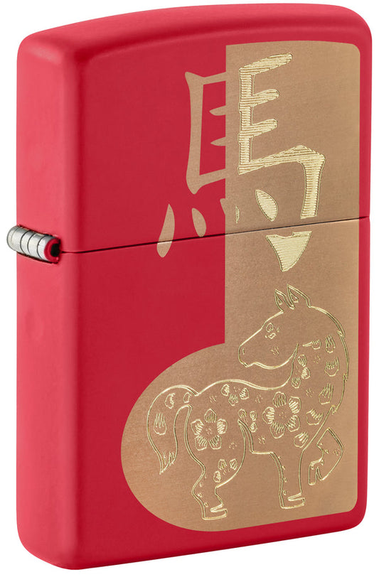 Zippo 2026 Year of the Horse Design Red Matte Lighter #46931